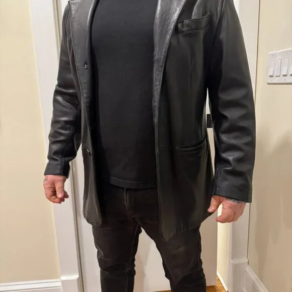 VINTAGE Y2K Leather Sports Jacket - Picture 8 of 9